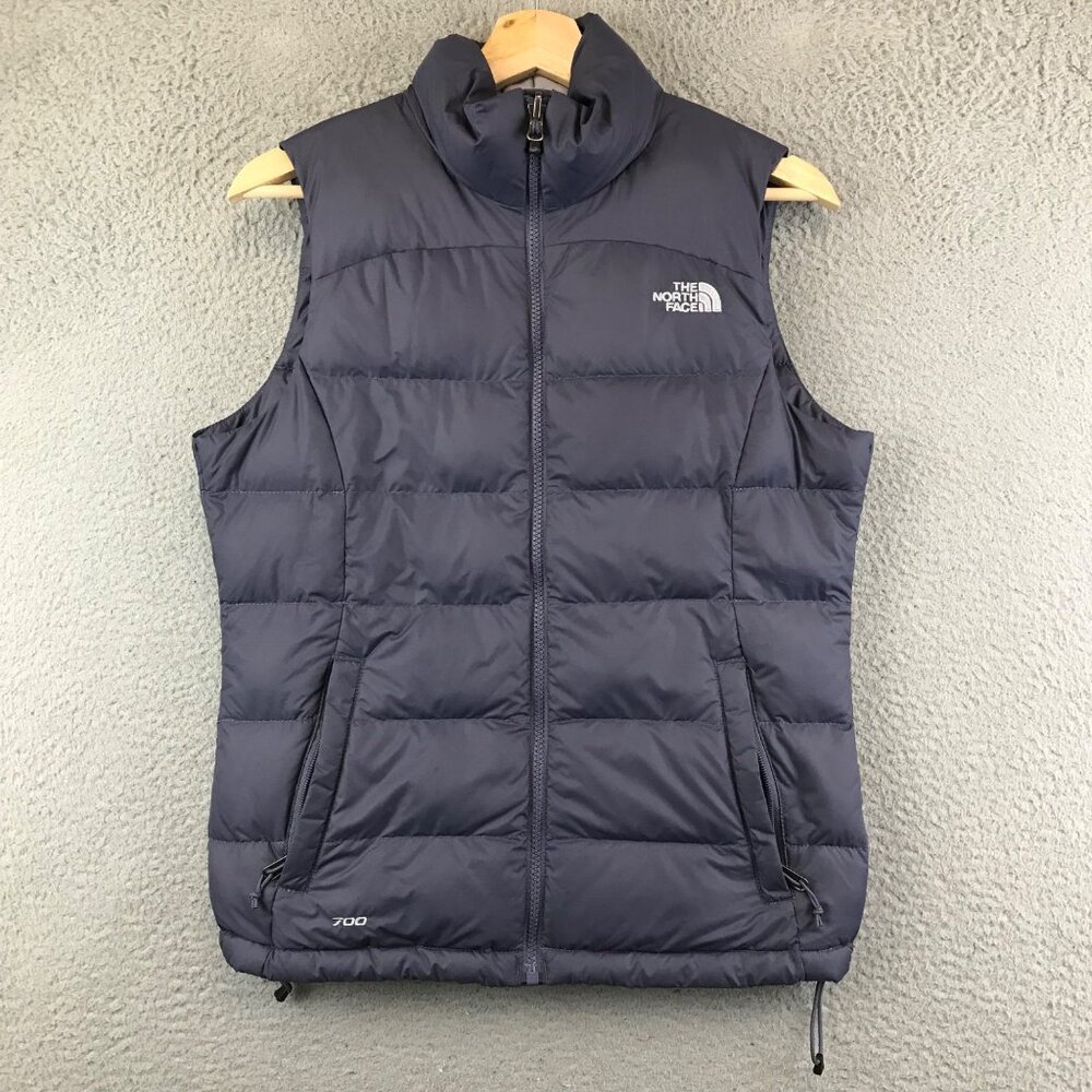 North Face Women Puffer Coat Vest Full Zip 700 Fill Goose Down Winter Purple S